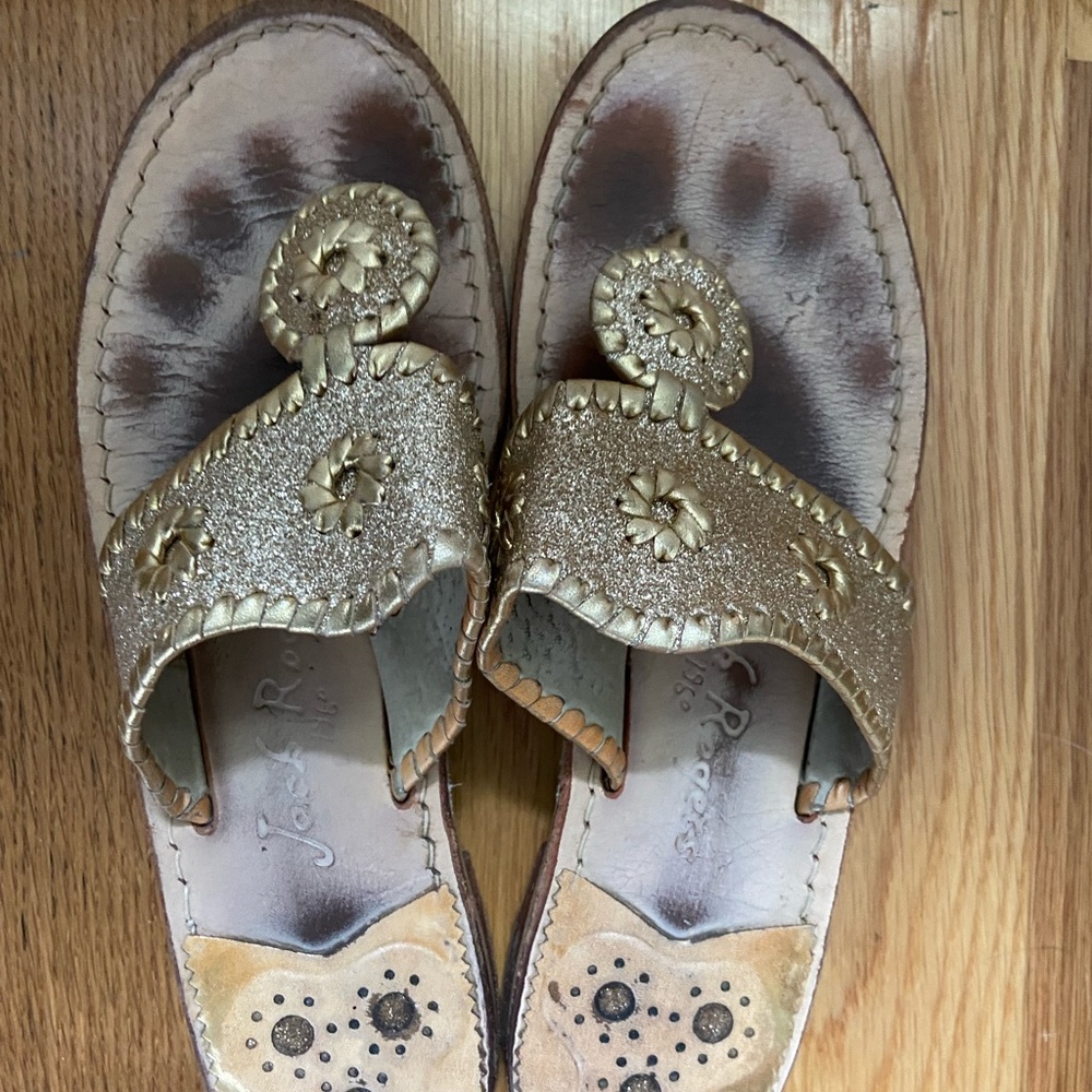 JACK ROGER GOLD GLITTER SANDAL